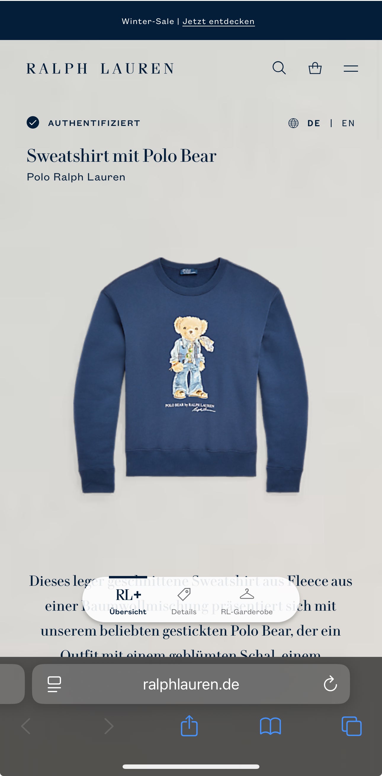 Ralph Lauren Polo Bear Sweater (XS)